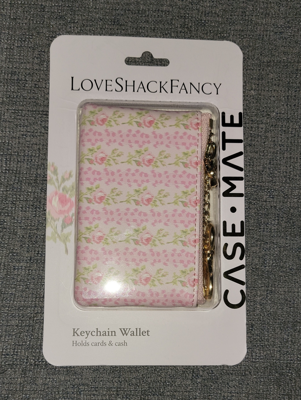LoveShackFancy X Case-Mate Keychain Card Wallet with Gold Hardware